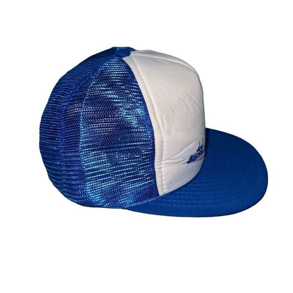Vintage American Metal Recycling Designer Award Blue Whte Snap Back Trucker Hat - Picture 2 of 5